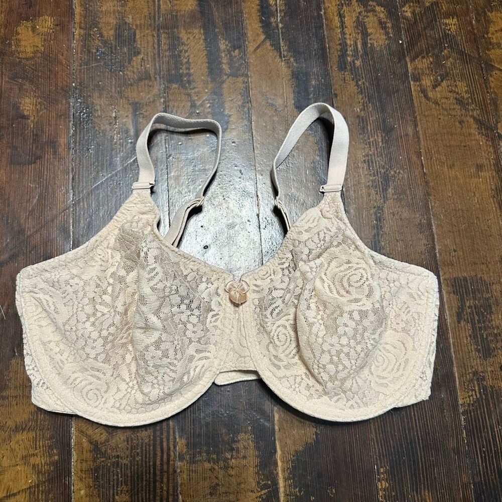 Wacoal tan lacy vintage retro chic 36DDD sexy unlined bra
